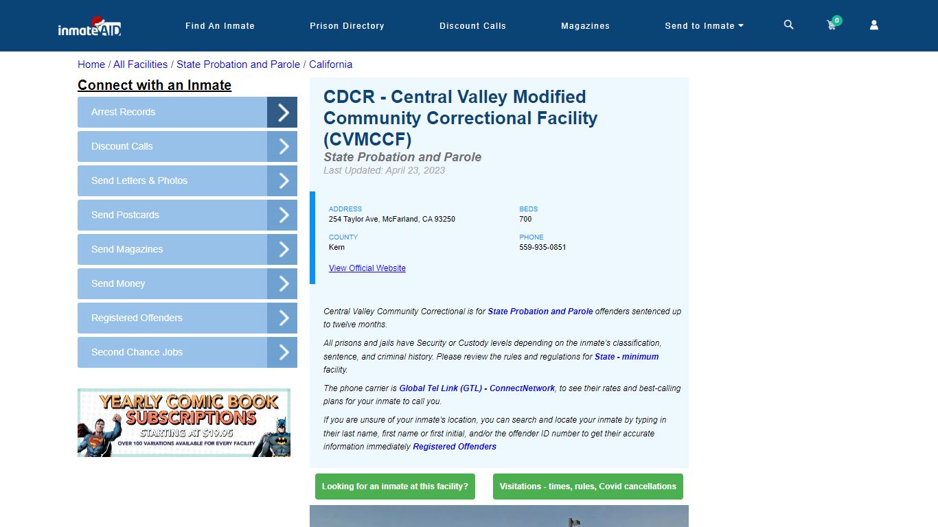 CDCR - Central Valley Modified Community Correctional Facility (CVMCCF ...