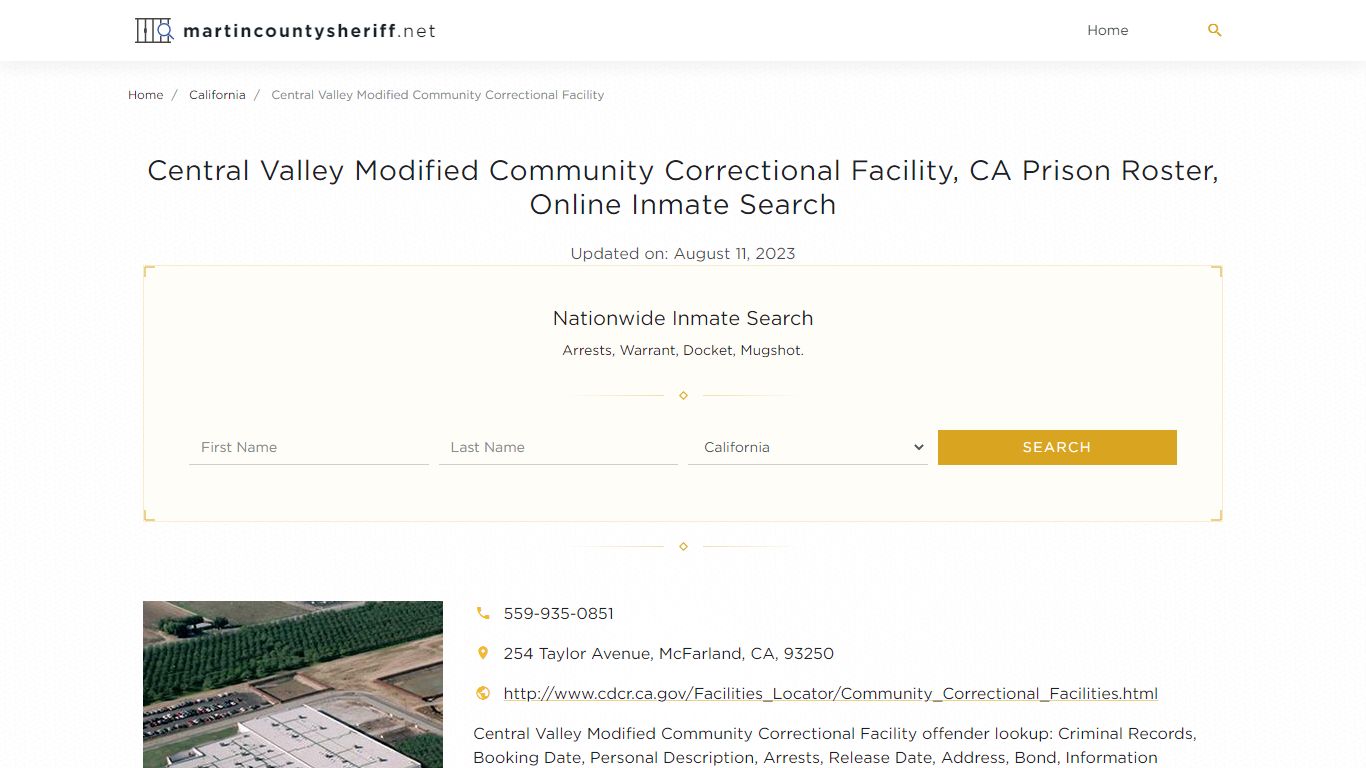 Central Valley Modified Community Correctional Facility, CA Prison ...